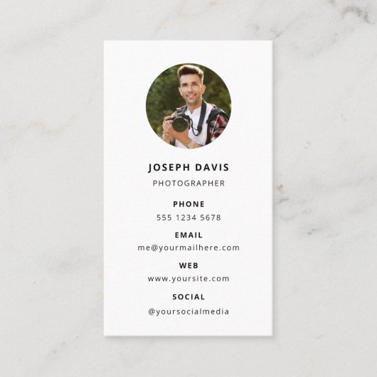 Fotografie Moderne Minimale Eenvoudige Foto Visitekaartje (Voorkant)
