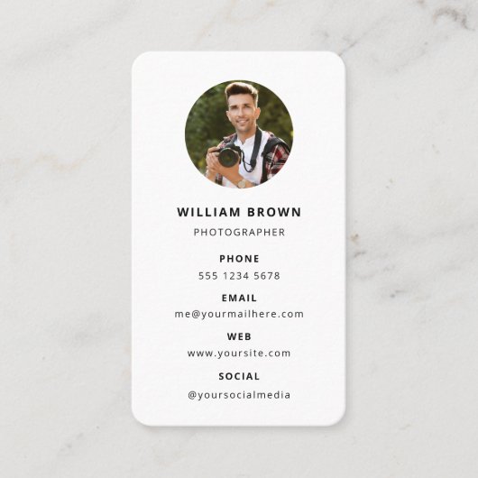 Fotografie Moderne Minimale Eenvoudige Foto Visitekaartje (Voorkant)