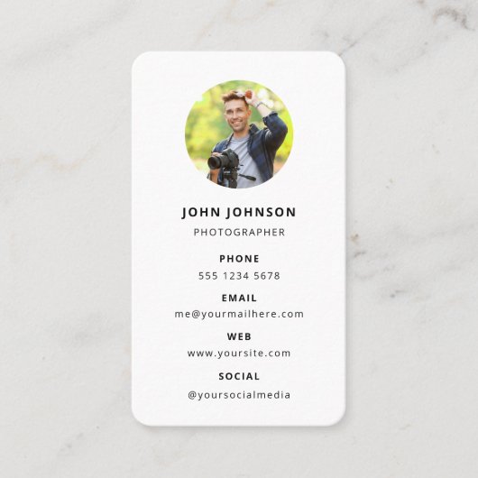 Fotografie Moderne Minimale Eenvoudige Foto Visitekaartje (Voorkant)