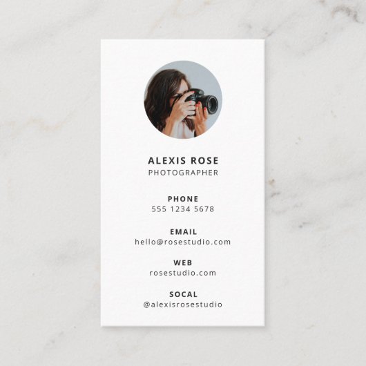 Fotografie Moderne Minimale Eenvoudige Foto Visitekaartje (Voorkant)