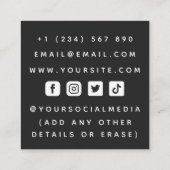 Fotografie Moderne scriptkalligrafie Social Media Vierkante Visitekaartje (Achterkant)
