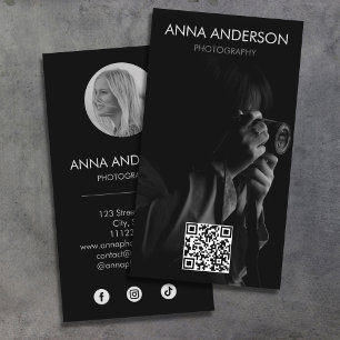 Fotografie Moderne Verticale QR-code Sociale media Visitekaartje