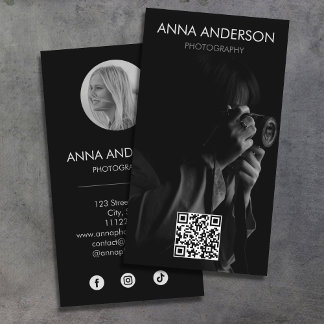 Fotografie Moderne Verticale QR-code Sociale media Visitekaartje