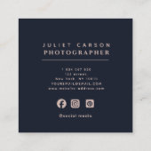 Fotografie Navy Blue & Blush Vierkante Visitekaartje (Achterkant)