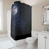 Fotografie - Night Sky met Full Moon + uw idee Douchegordijn (In situ)