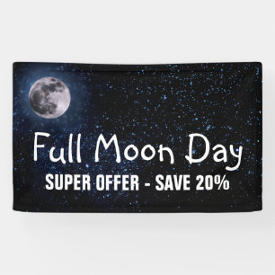 Fotografie - Night Sky met Full Moon + uw idee Spandoek