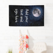 Fotografie - Night Sky met Full Moon + uw idee Spandoek (Insitu)