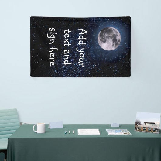 Fotografie - Night Sky met Full Moon + uw idee Spandoek (Beurs)