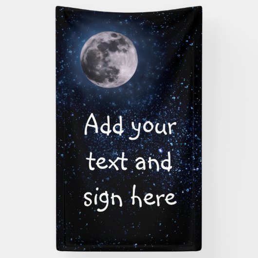 Fotografie - Night Sky met Full Moon + uw idee Spandoek (Verticaal)