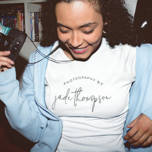 Fotografie op naam om het even welke kleurentekst t-shirt