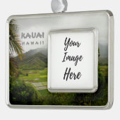 Fotografie over het landschap Kauai Hawaii Verzilverd Omlijst Ornament (Links)