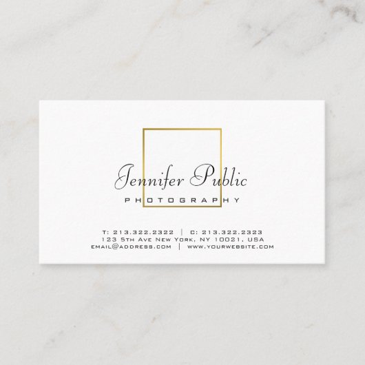 Fotografie Plain Elegant Gold Look Fotograaf Visitekaartje (Voorkant)
