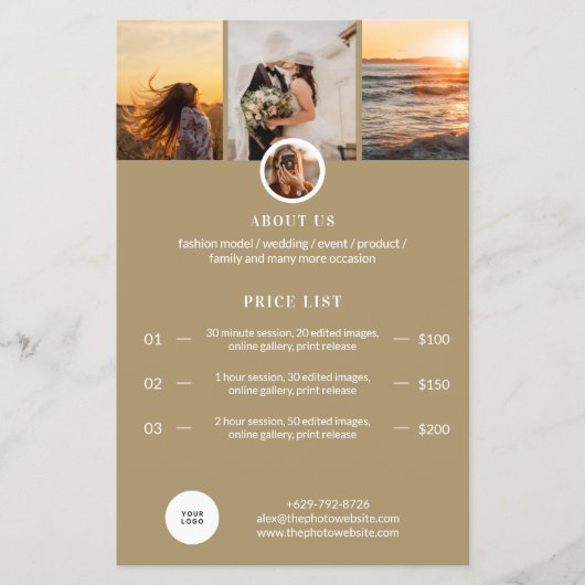Fotografie Prijsgids Prijslijst Sessietarief Flyer (Voorkant)
