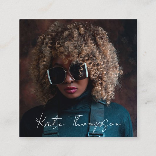 Fotografie Professionele Foto QR Code Script Vierkante Visitekaartje (Voorkant)