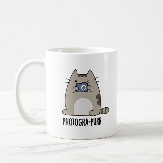 Fotografie-purr Grappige Kat Fotograaf Pun Koffiemok (Links)