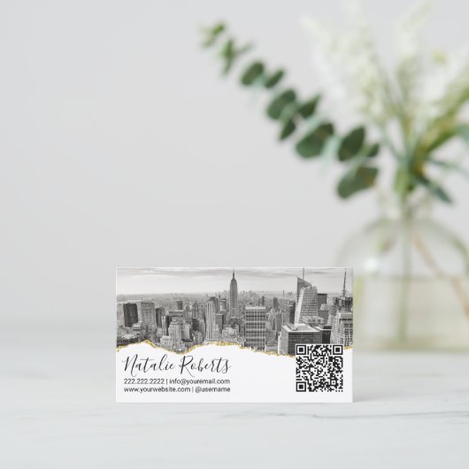 Fotografie QR Code Aangepast fotominimalistisch Visitekaartje (Staand voorkant)