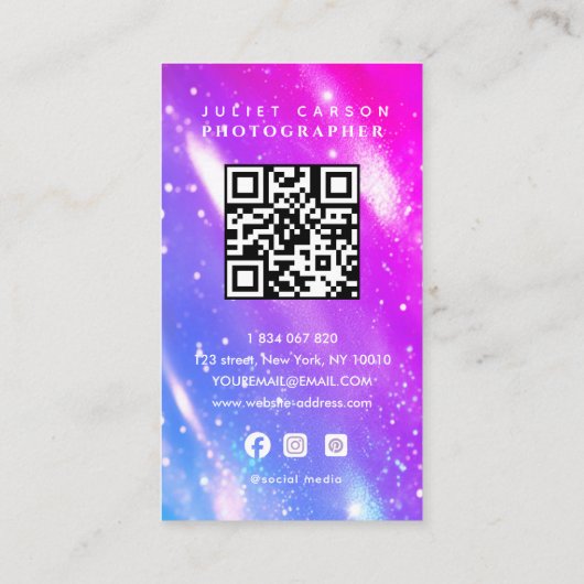 Fotografie QR-code holografisch Visitekaartje (Achterkant)