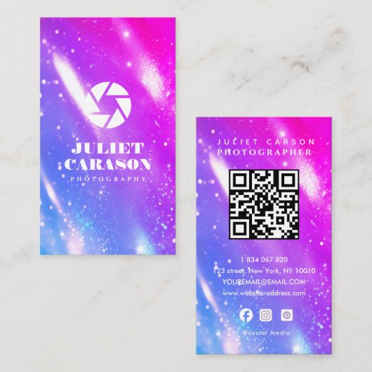 Fotografie QR-code holografisch Visitekaartje (Voorkant / Achterkant)