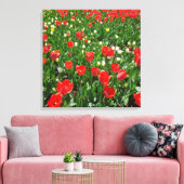 Fotografie rode Tulp Flower Field Natuur Canvas Afdruk (Insitu (Woonkamer))