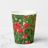 Fotografie rode Tulp Flower Field Natuur Papieren Bekers (Rechts)