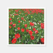 Fotografie rode Tulp Flower Field Natuur Servet (Voorkant)