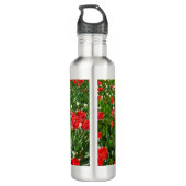 Fotografie rode Tulp Flower Field Natuur Waterfles (Achterkant)