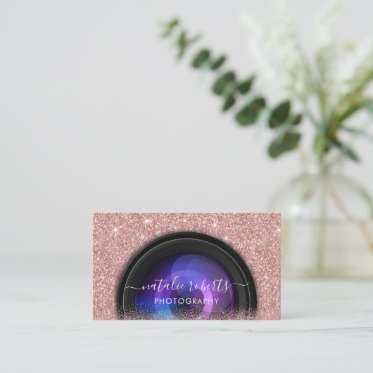 Fotografie Roos Gold Glitter Fotografie Visitekaartje (Staand voorkant)