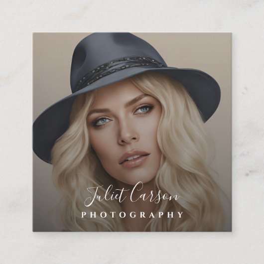 Fotografie Script Kalligrafie foto Vierkante Visitekaartje (Voorkant)