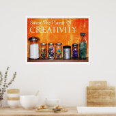 Fotografie "Spaar de smaak van creativiteit" Poster (Keuken)