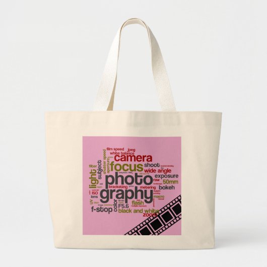 Fotografie Tekst Kunst - Roze Grote Tote Bag (Voorkant)