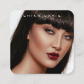 Fotografie Trendy Moderne Volledige Foto QR Code Vierkante Visitekaartje (Voorkant)