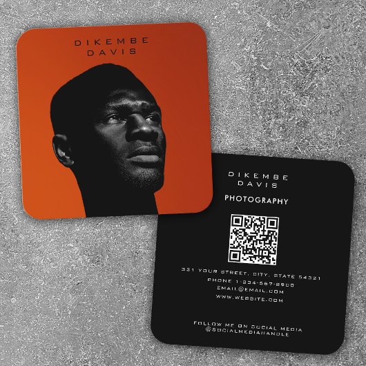 Fotografie Trendy Stylish Full Photo QR Code Vierkante Visitekaartje
