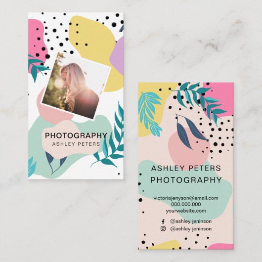 Fotografie tropische vormen pastelfoto visitekaartje (Voorkant / Achterkant)