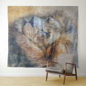 Fotografie van Afrikaanse leeuw Moderne Waterverf Wandkleed (In Situ (horizontaal))