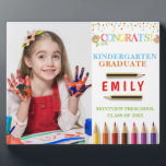 Fotografie van afstuderen voor kinderen fotoplaat<br><div class="desc">Een groot hokje voor je kleuterschool afstuderen! Een kleurrijke fotoplaque met zijn/haar foto en naam,  school,  jaar. Meer opties in onze winkel of contact met ons.</div>