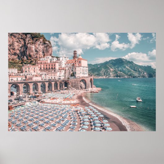 Fotografie van amalfi Coast Pastel Afdrukken Poster (Voorkant)