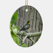 Fotografie van Audubon's Warbler-Natuur Keramisch Ornament (Rechts)