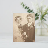 Fotografie van  bruid en room Romantic Weddenschap Briefkaart (Staand voorkant)