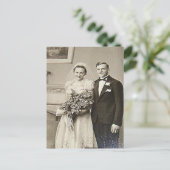 Fotografie van  bruid en room Romantic Weddenschap Briefkaart (Staand voorkant)