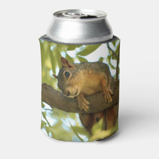 Fotografie van Cute & Curious Squirrel Natuur Blikjeskoeler (Blikje Achterkant)