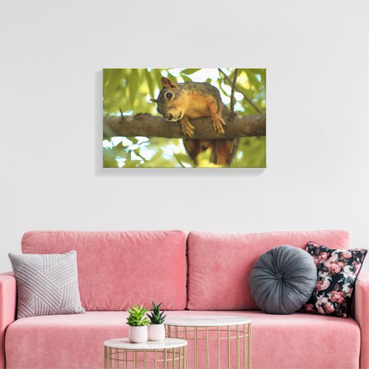 Fotografie van Cute & Curious Squirrel Natuur Canvas Afdruk (Insitu (Woonkamer))