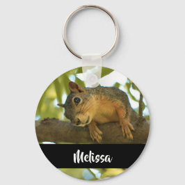 Fotografie van Cute & Curious Squirrel Natuur Sleutelhanger