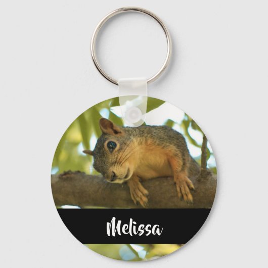 Fotografie van Cute & Curious Squirrel Natuur Sleutelhanger (Voorkant)