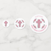 Fotografie van de eerste Heilige Communie Roze blo Confetti (Voorkanten)