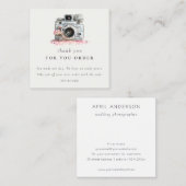 Fotografie van de  Floral Camera Hartelijk dank Vierkante Visitekaartje (Voorkant / Achterkant)