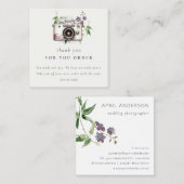 Fotografie van de  Floral Camera Hartelijk dank Vierkante Visitekaartje (Voorkant / Achterkant)