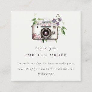 Fotografie van de  Floral Camera Hartelijk dank Vierkante Visitekaartje