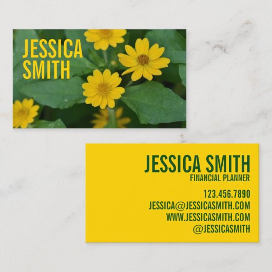 Fotografie van de Gele Daisy Flower Floral Natuur Visitekaartje (Voorkant / Achterkant)