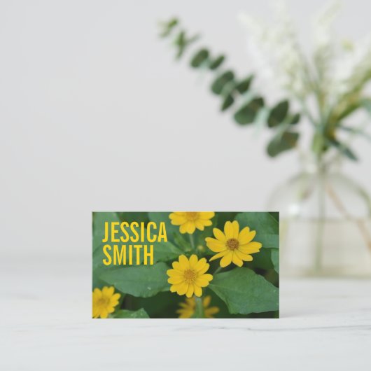 Fotografie van de Gele Daisy Flower Floral Natuur Visitekaartje (Staand voorkant)