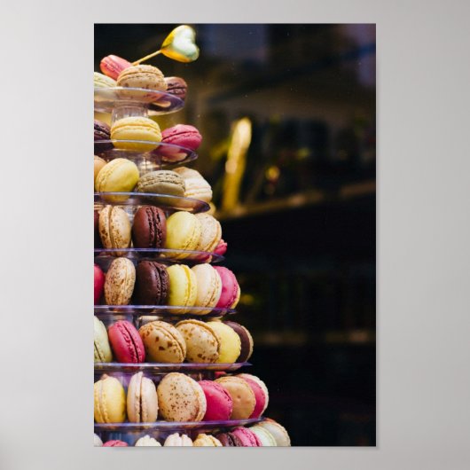 Fotografie van de kleurrijke Franse Macarons Tower Poster (Voorkant)